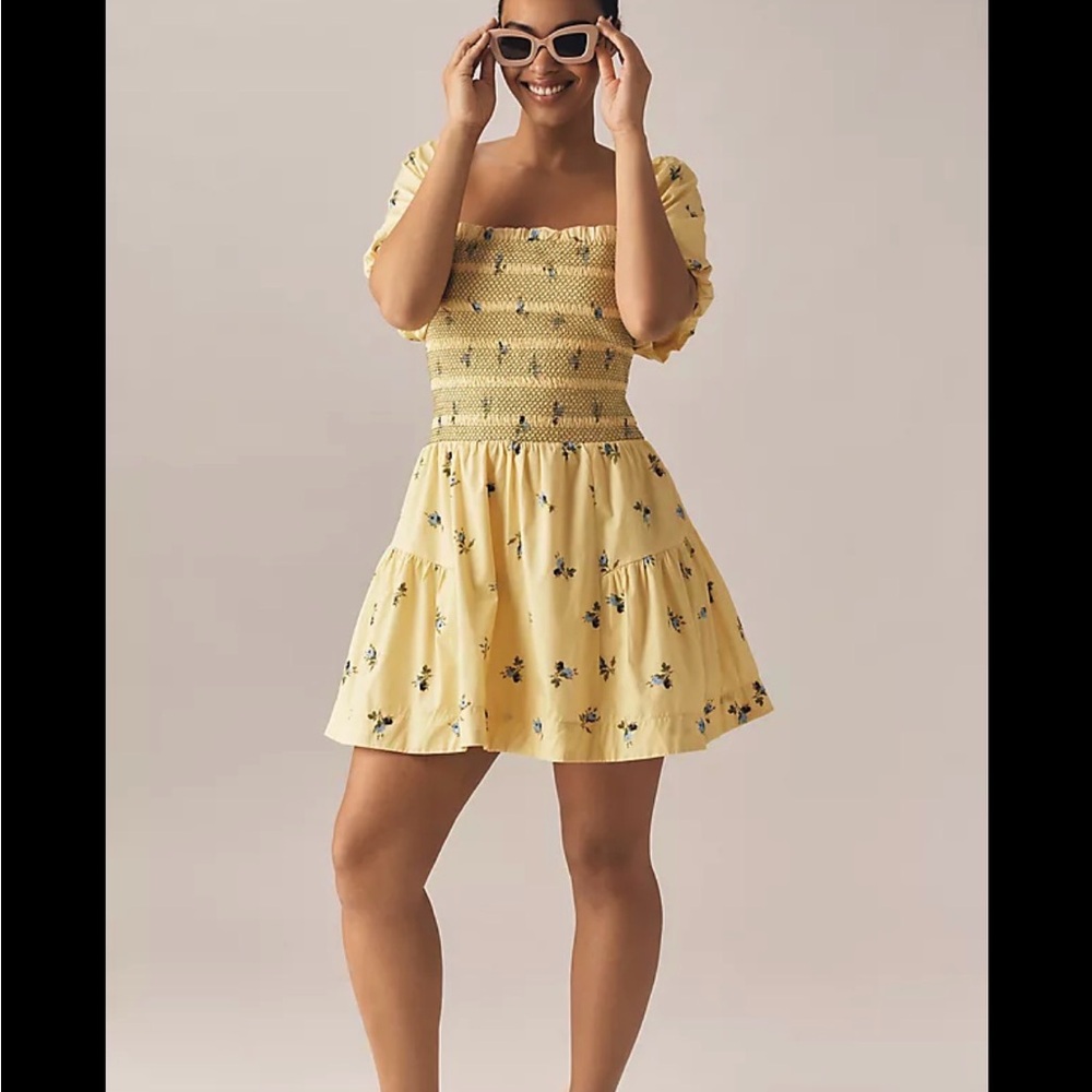 Butter yellow, Anthropologie, Spring dress